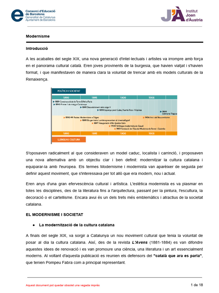 JDA Literatura-Modernisme 2BAT | PDF
