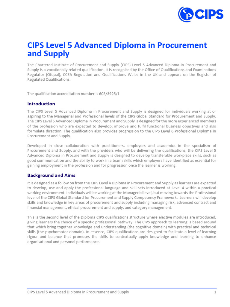 Level 5 Advanced Diploma Specification FV v2023 | PDF | Procurement ...