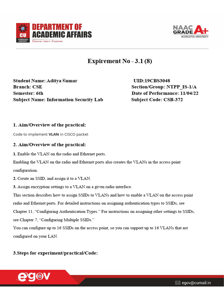 Implementing VLAN in Cisco Packet | PDF