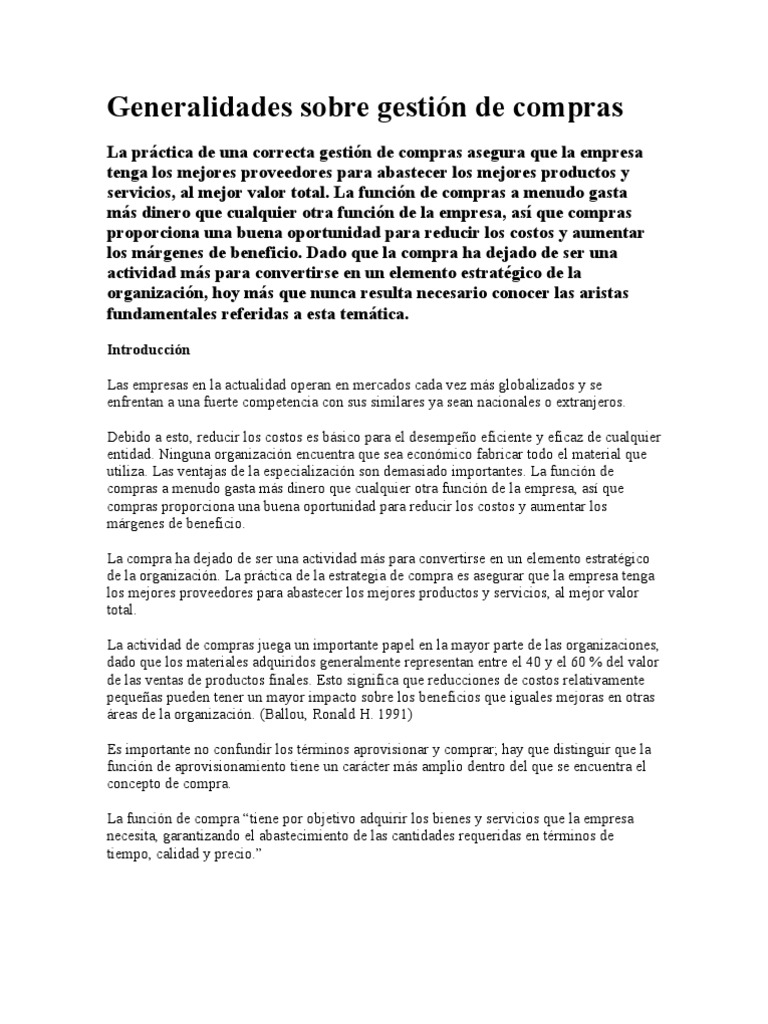 Estrategias en Gestión de Compras | PDF | Calidad (comercial) | Mercado ...