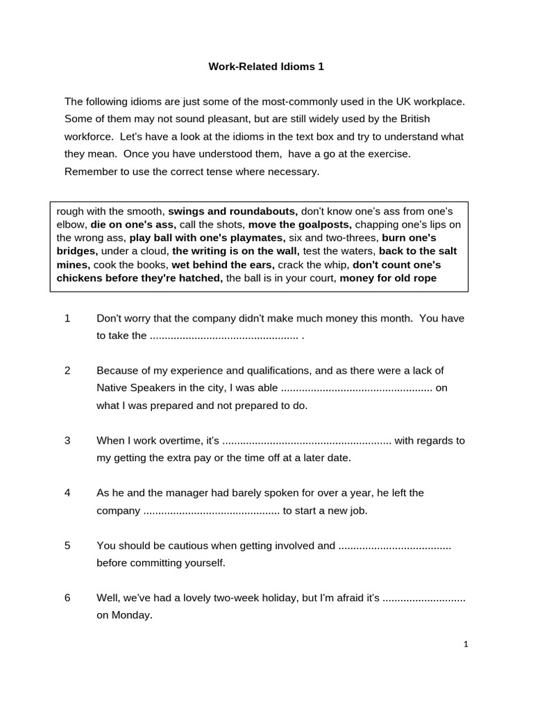 Common UK Workplace Idioms Explained | PDF