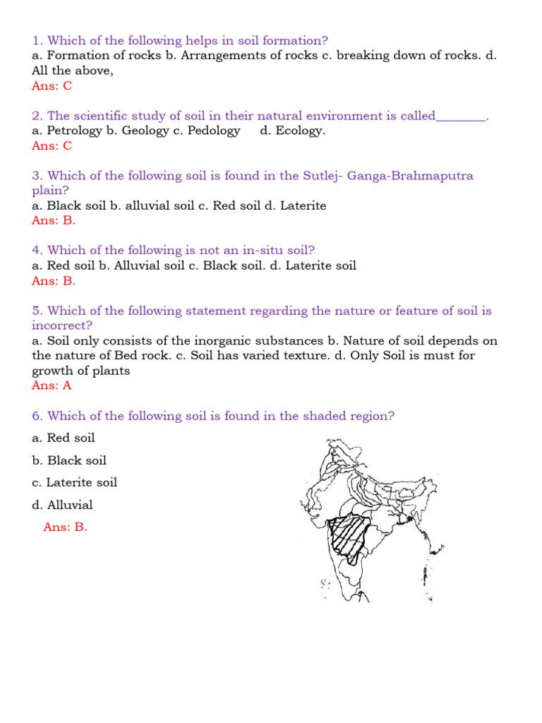 Soil Mcq Pdf Soil Erosion