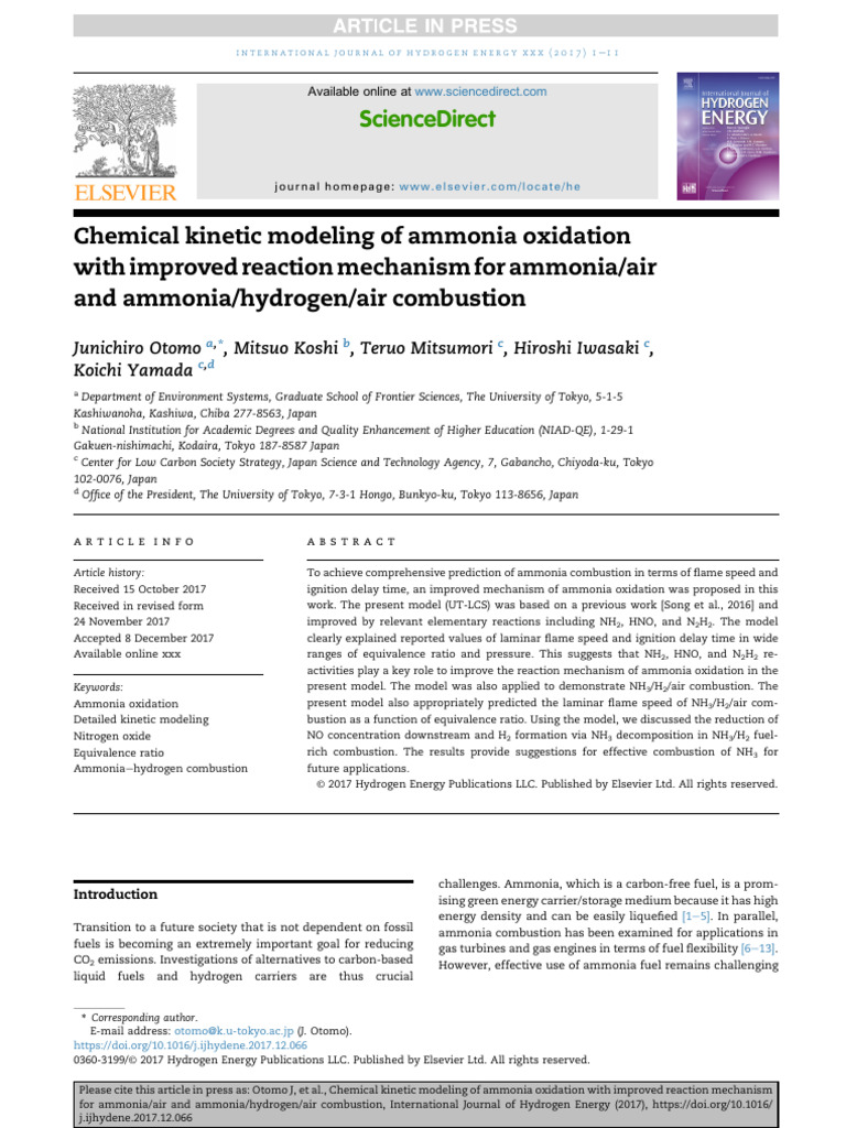 Ammonia Oxidation Kinetic Modeling | PDF | Combustion | Ammonia