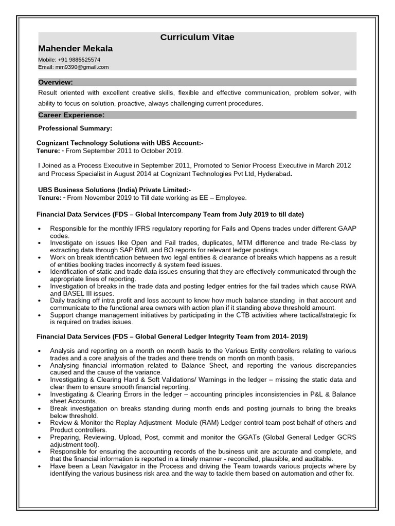 Mahender Mekala FICO Resume | PDF