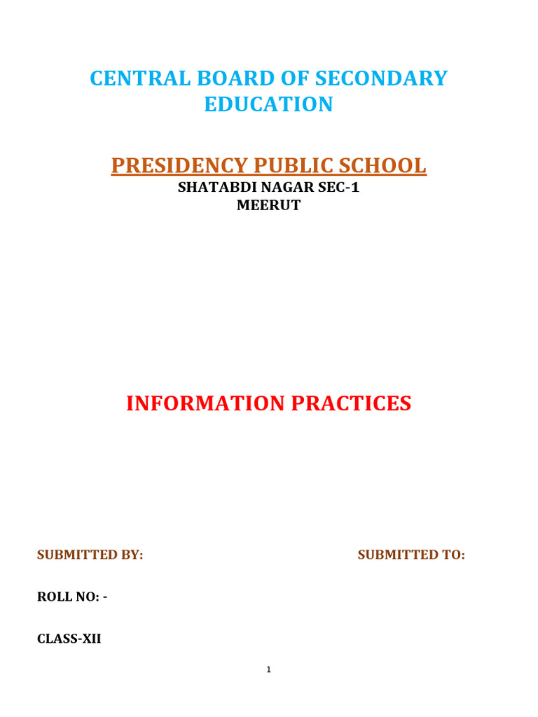 Practical File on Informatics Practices | PDF | Function (Mathematics ...