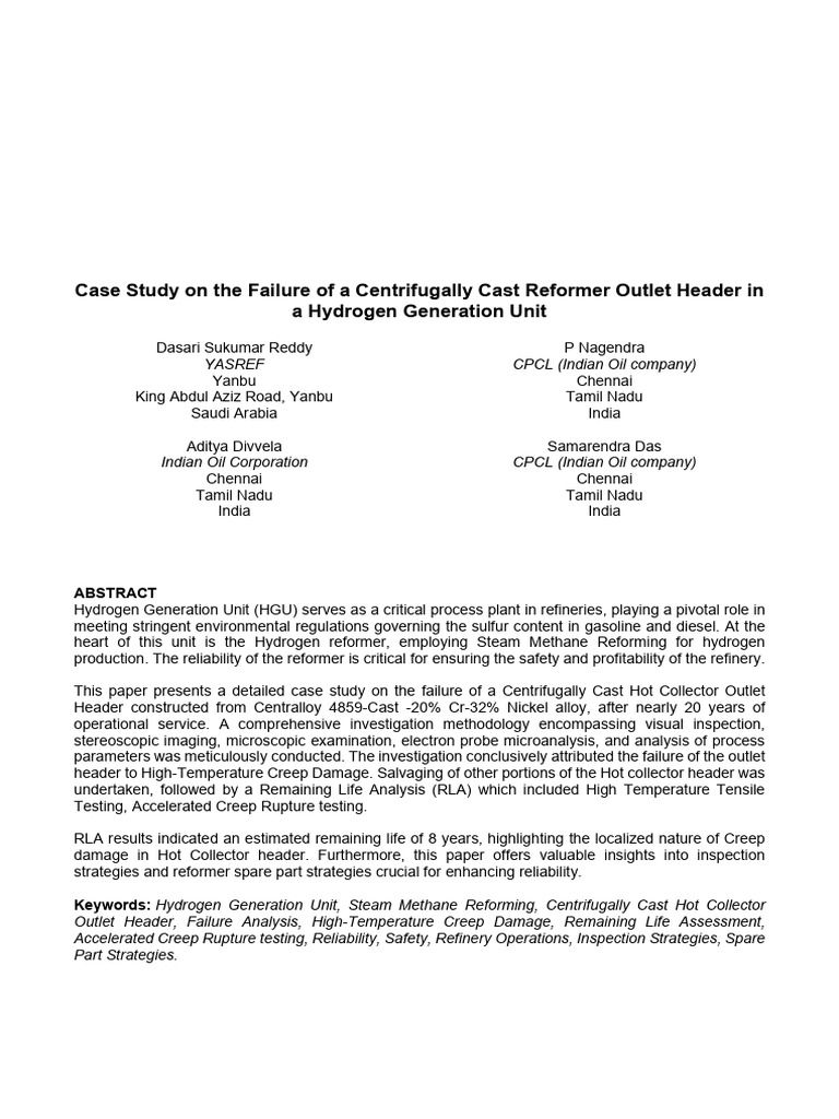 Centrifugally Cast Header Failure Analysis | PDF | Fracture | Strength ...