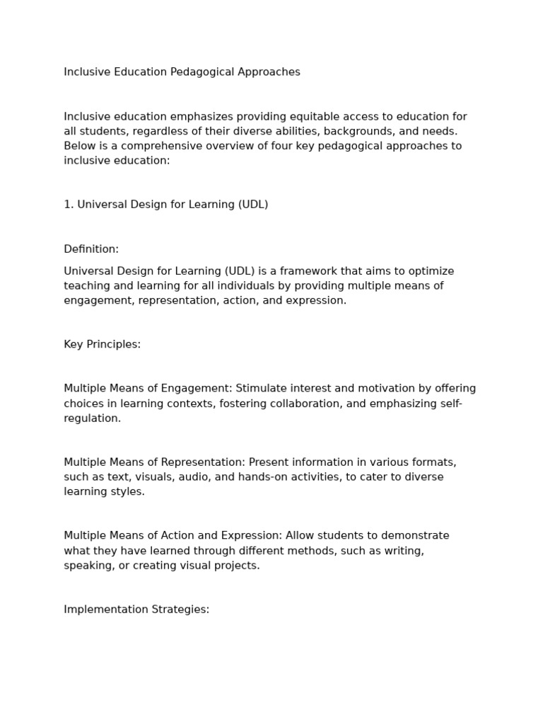 Inclusive Education Strategies Overview | PDF | Inclusion (Education ...
