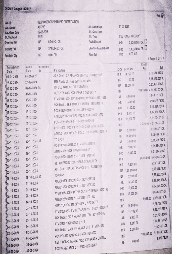 Recent Bank Statements | PDF