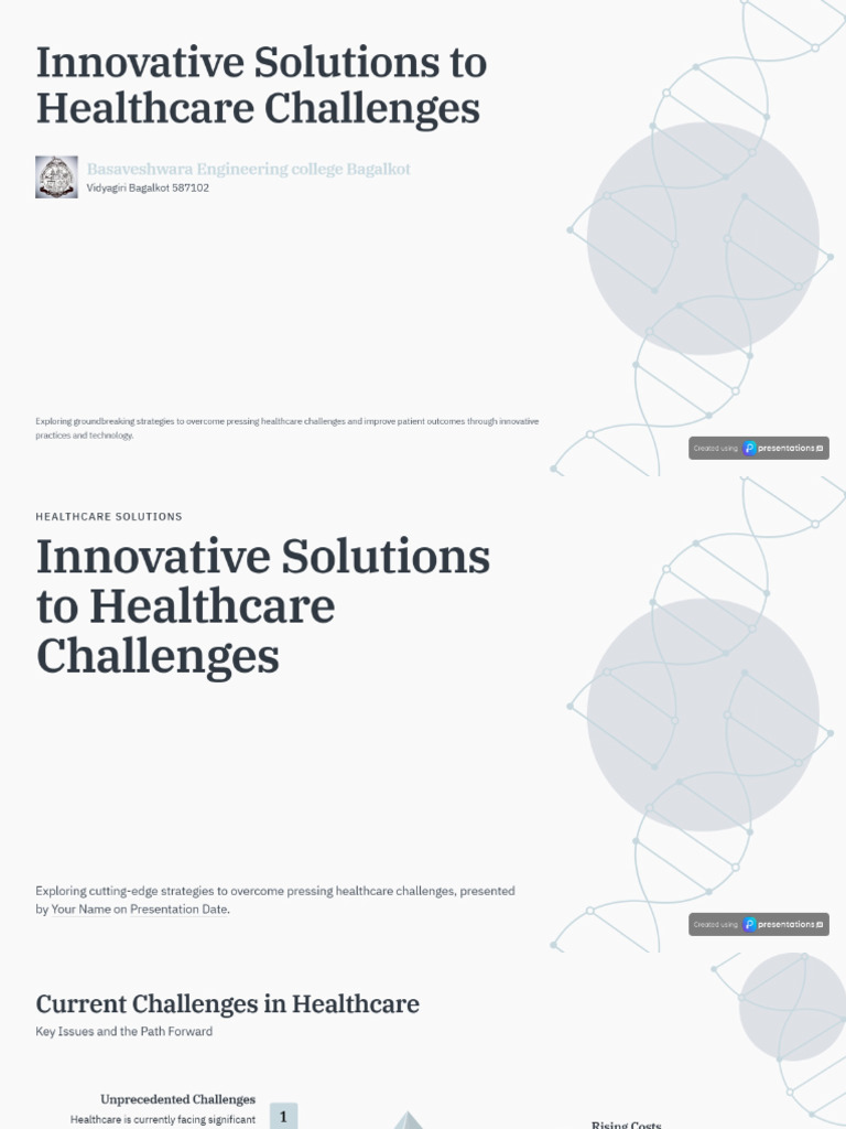 Innovative Solutions To Healthcare Challenges | PDF