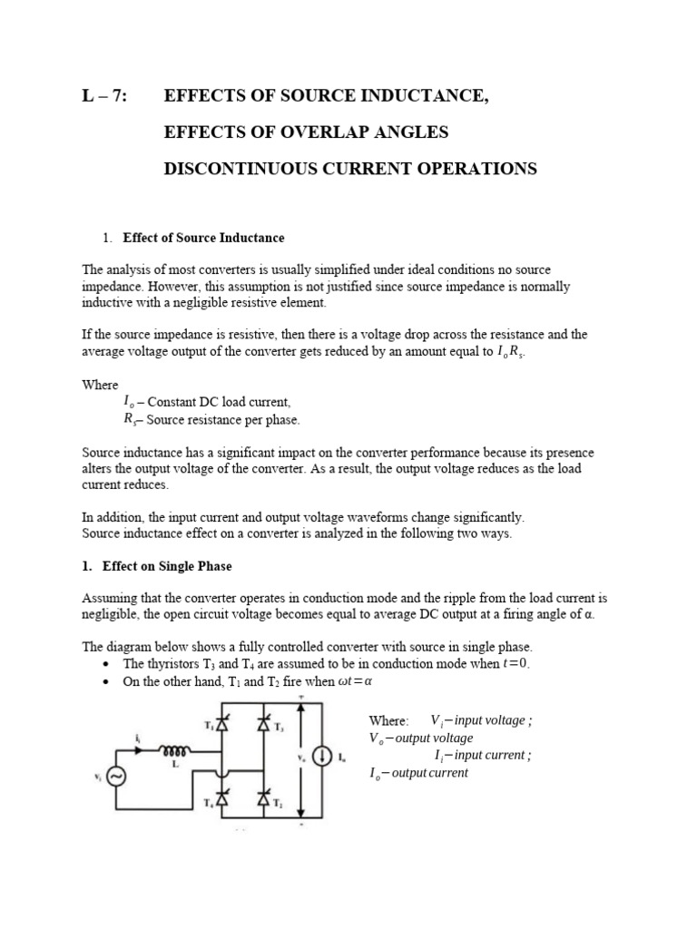 L - 7 Effects of Source Inductance Overlap Angles Discontinuous Current ...