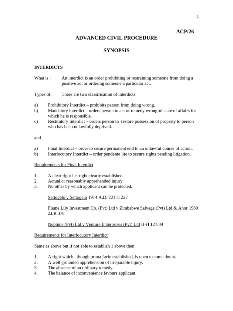 Interdict Requirements and Examples | PDF | Injunction | Justice