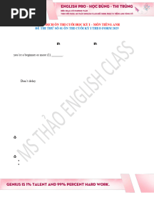 ĐỀ THI THỬ CUỐI KỲ 1 SỐ 01