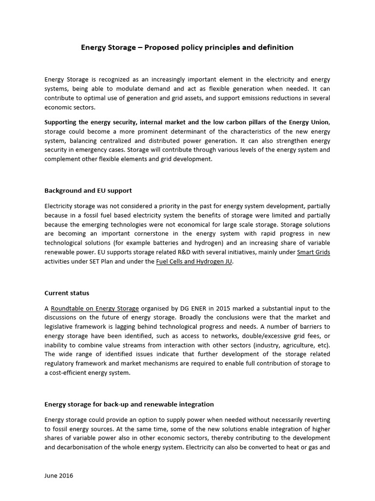Energy Storage Policy Principles Overview | PDF | Energy Storage ...