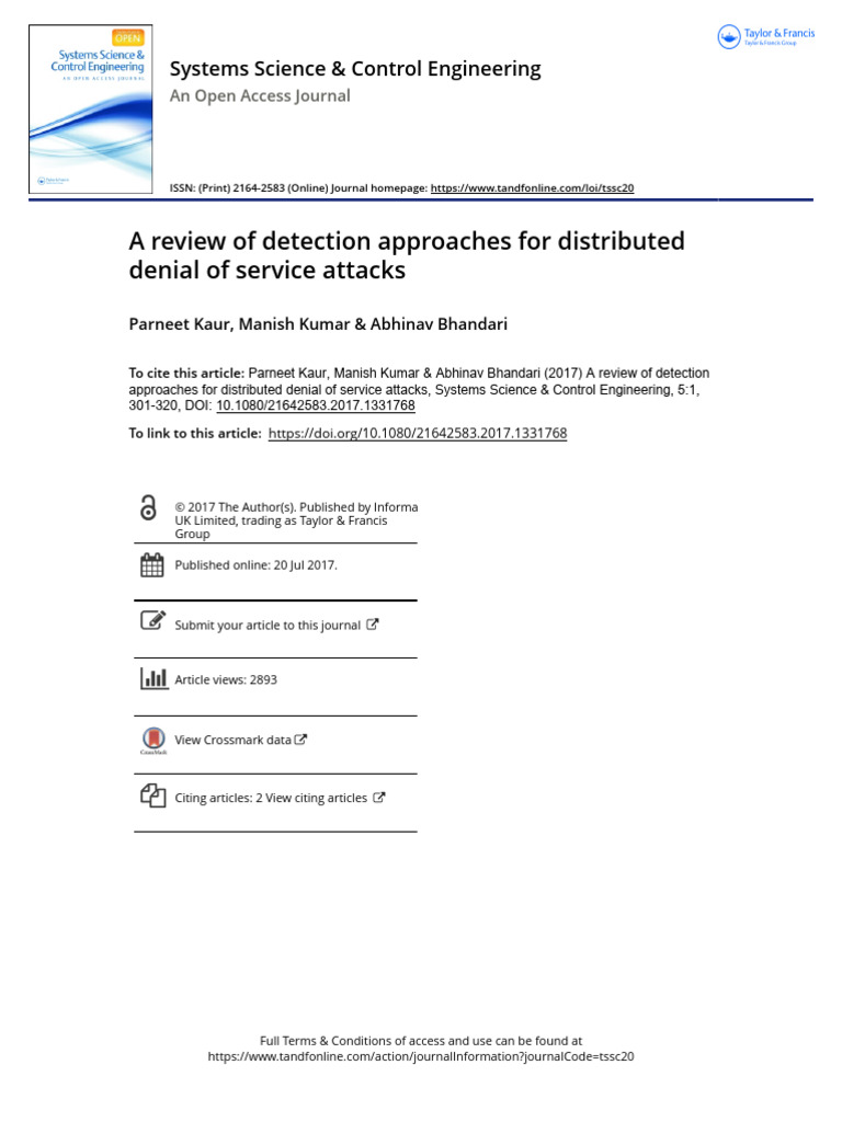 A Review of Detection Approaches For Distributed Denial of Service ...