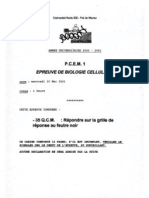 Examen + Correction L1 Biologie Cellulaire 2001