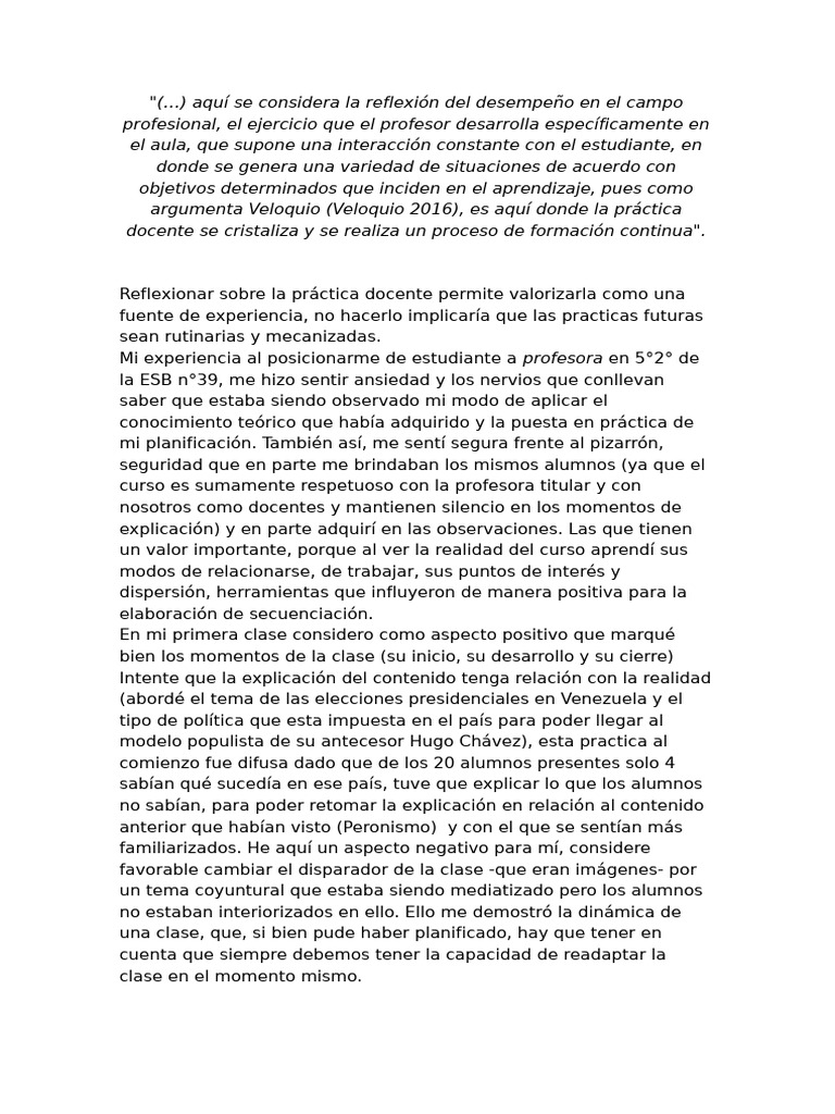 Reflexiones sobre la práctica docente | PDF | Maestros | Experiencia