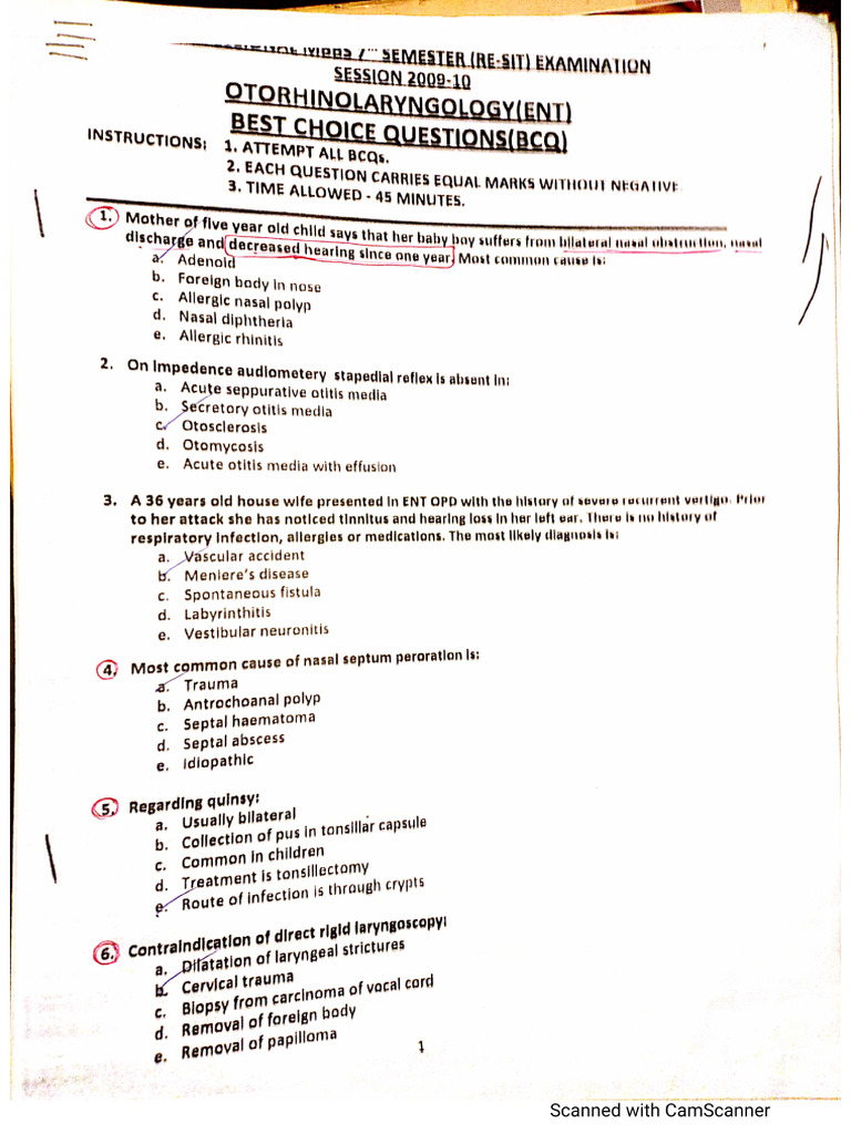 ENT Test2 | PDF