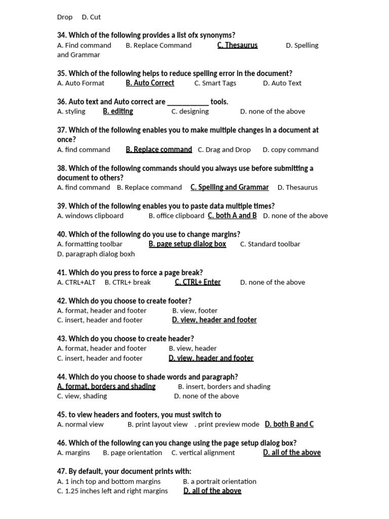 MS Word Commands and Shortcuts Guide | PDF | Microsoft Word | Typefaces