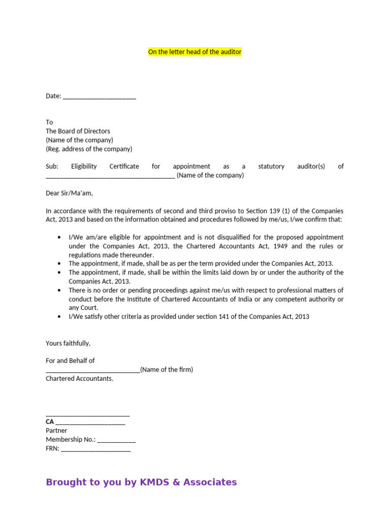 Eligibility Letter Auditor | PDF