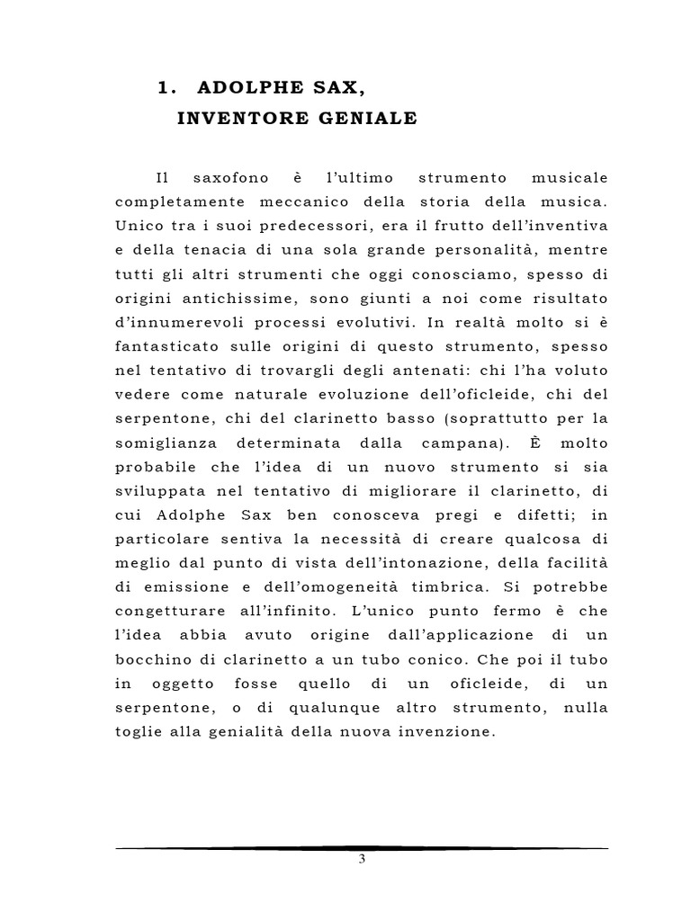 Lezione 1 Adolphe Sax, Inventore Geniale | PDF