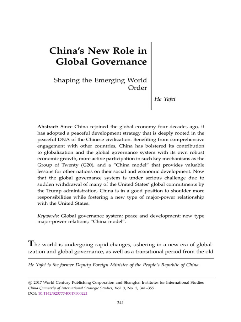 China's Evolving Role in Global Governance | PDF | China | World Politics