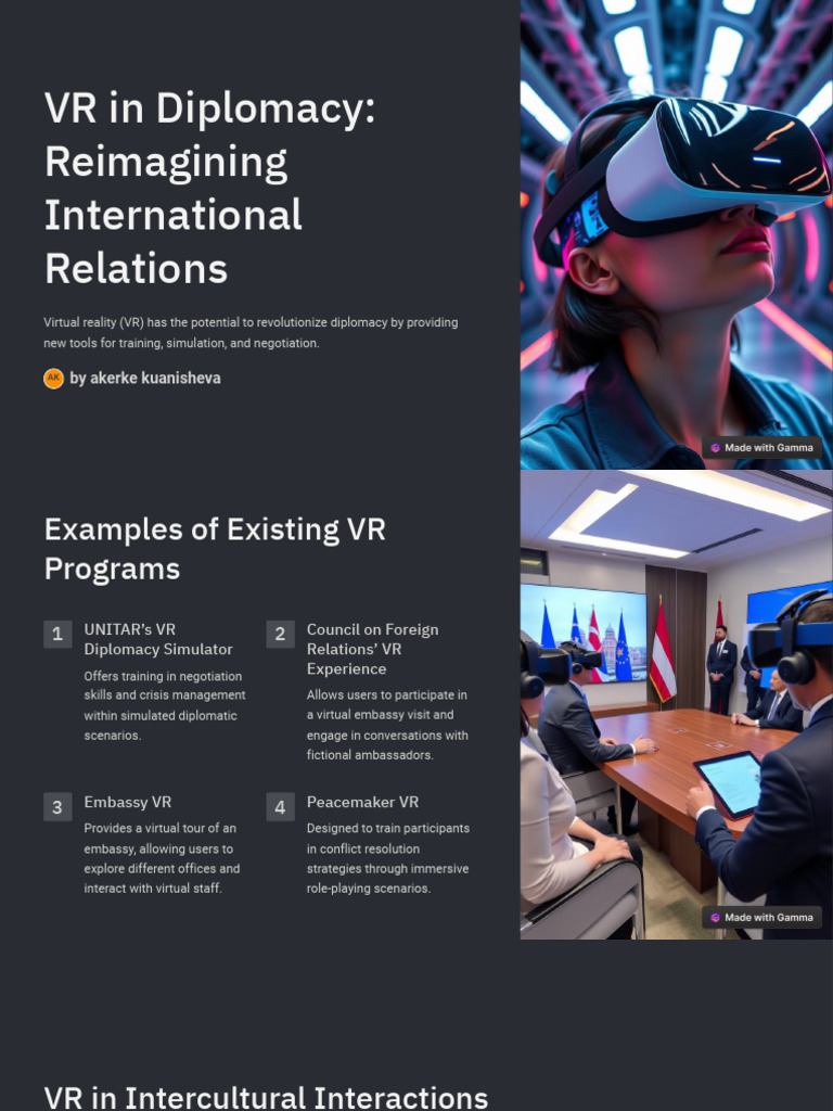 VR in Diplomacy Reimagining International Relations | PDF | Virtual ...