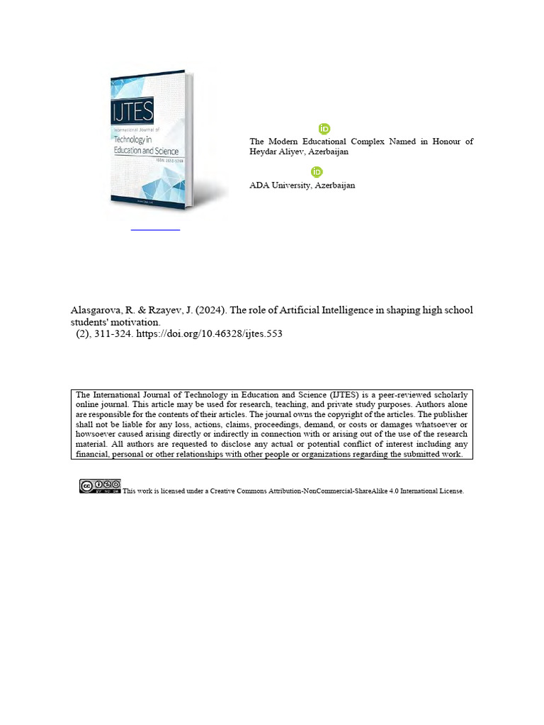 407RP - The Role of Artificial Intelligence in Shaping High School ...