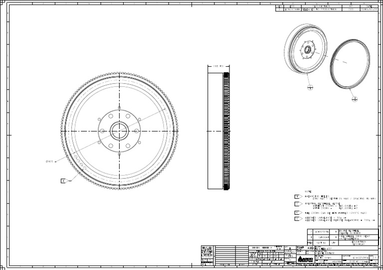 Flywheel Assembly Technical Drawing | PDF | Rotating Machines | Motion ...