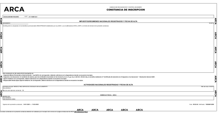 AFIP - Administración Federal de Ingresos Públicos - CONSTANCIA DE ...