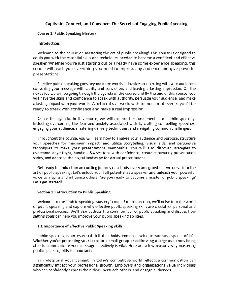 Mastering Engaging Public Speaking | PDF | Public Speaking | Body Language