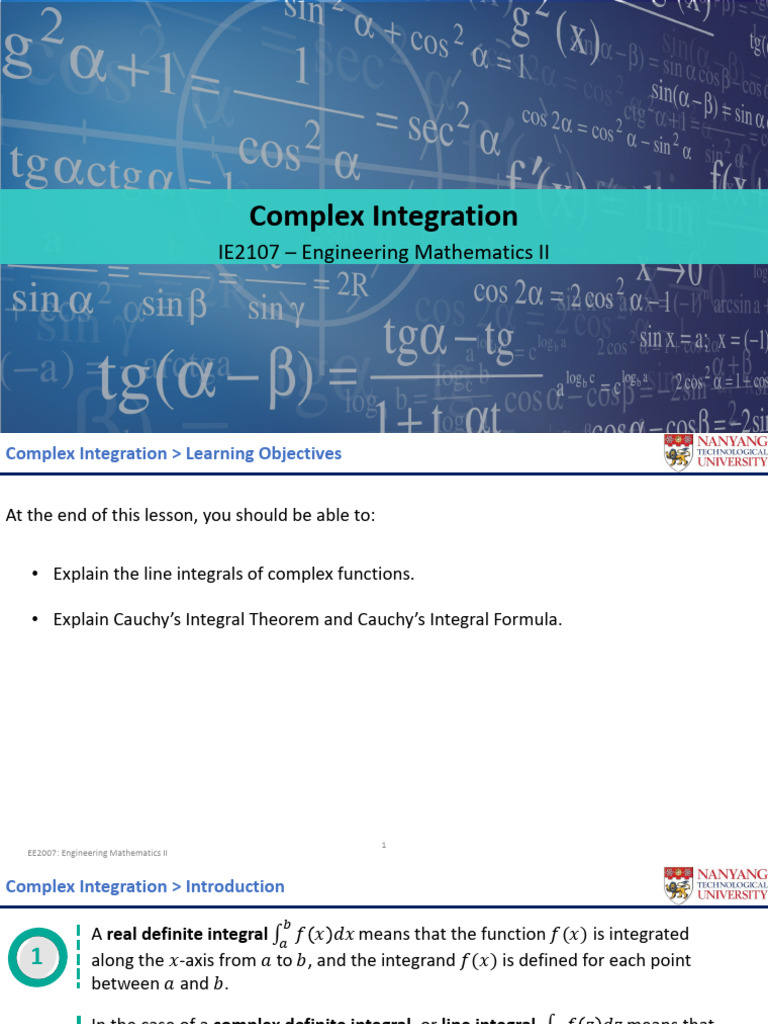 Complex Integration in Engineering Math | PDF | Integral | Functions ...