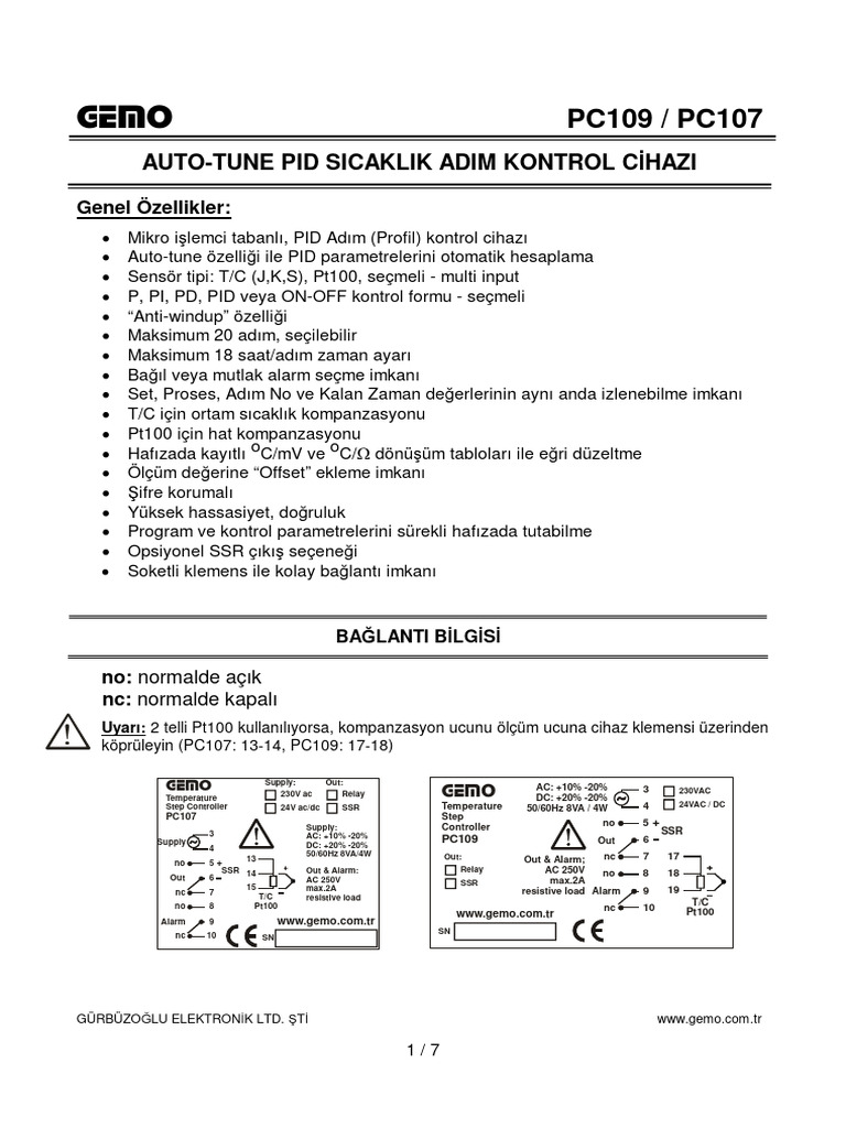PC109 / PC107: Auto-Tune Pid Sicaklik Adim Kontrol C Hazi | PDF