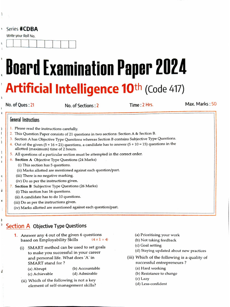 Class 10 ai sample papers with solutions and quick study notes pdf