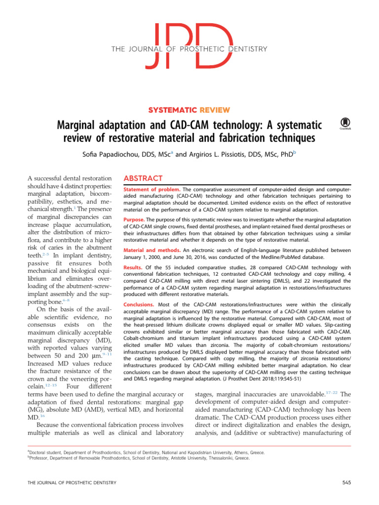 CAD-CAM vs Traditional Dental Techniques | PDF | Randomized Controlled ...