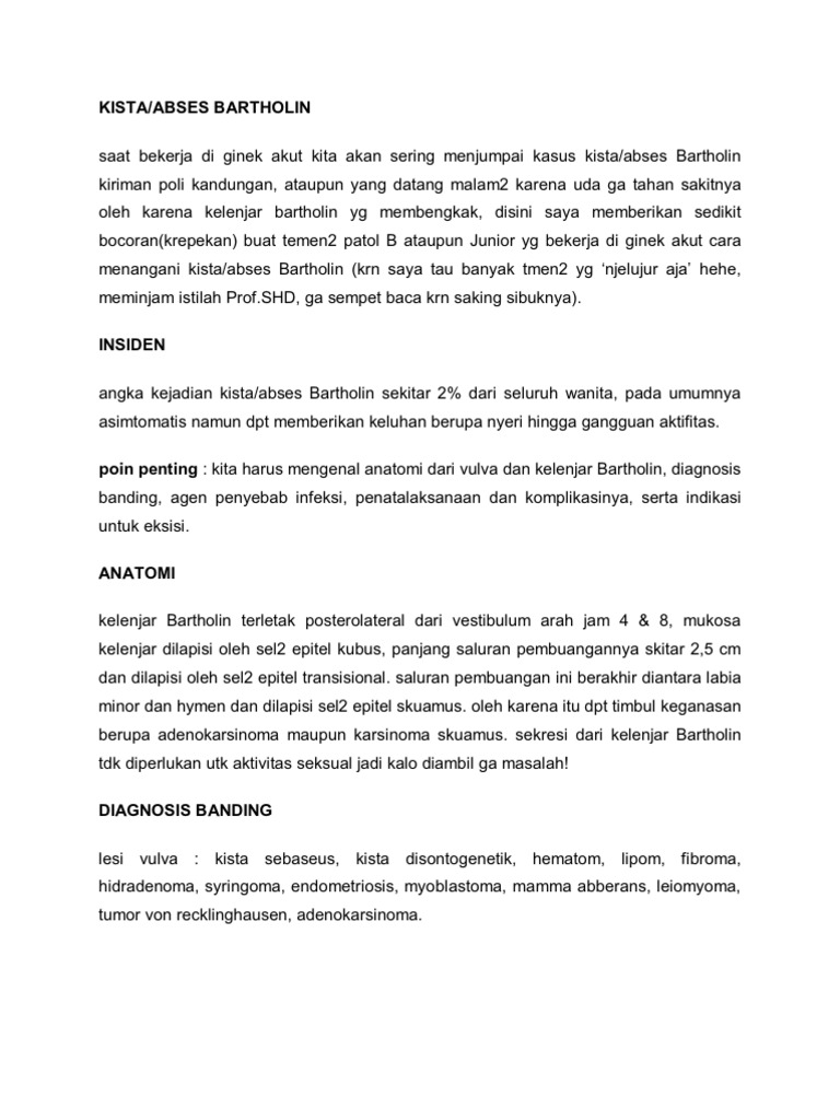 Bartholini Pdf Kista