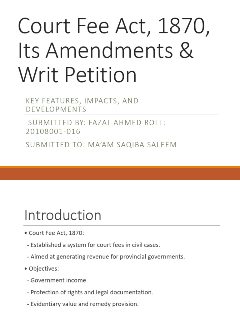 Court Fee Act 1870: Amendments & Writ Petition | PDF