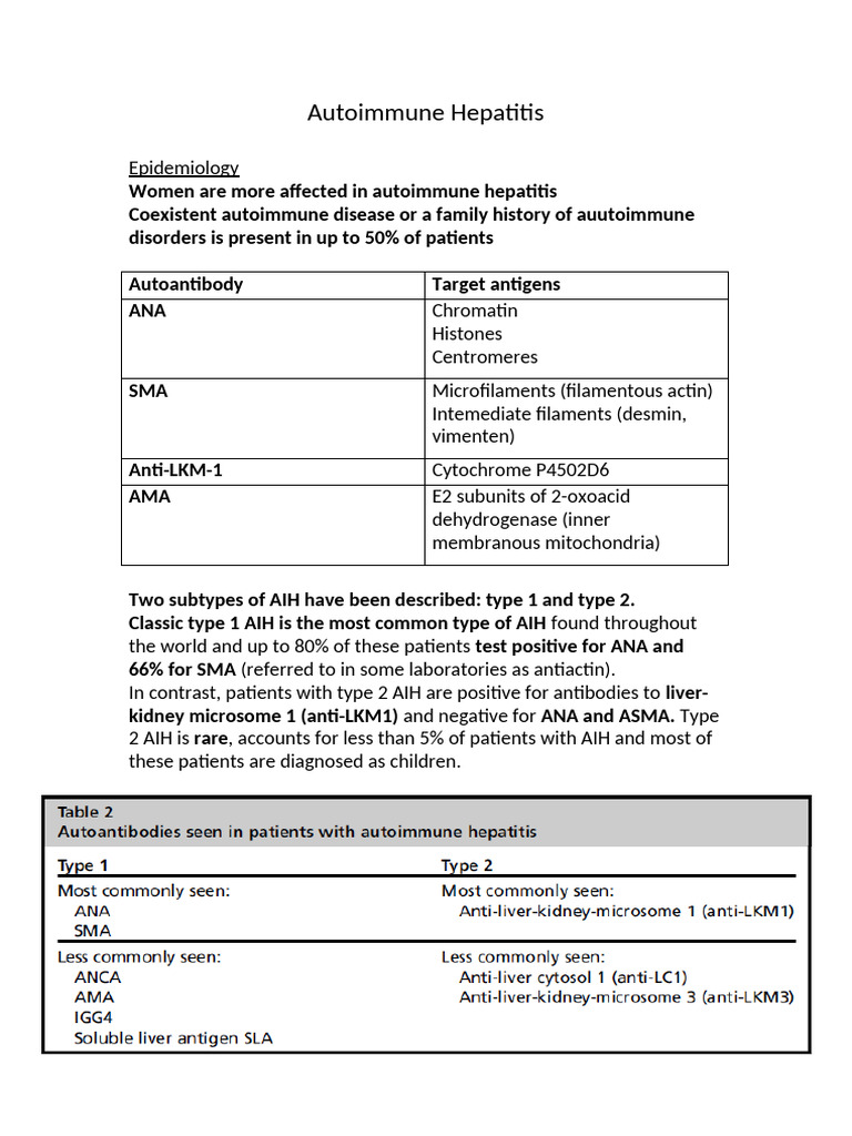 Autoimmune Hepatitis Summary | PDF