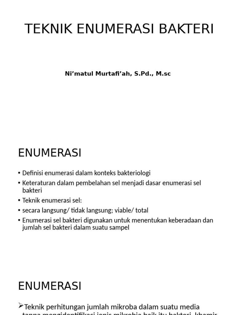 Teknik Enumerasi Bakteri dan Metodenya | PDF
