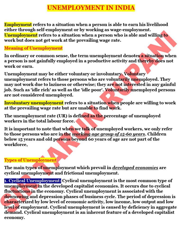 Unemployment Types and Impact in India | PDF | Unemployment ...