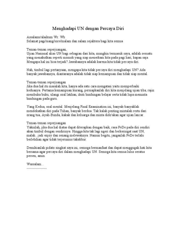 Pidato Singkat Bahasa Indonesia