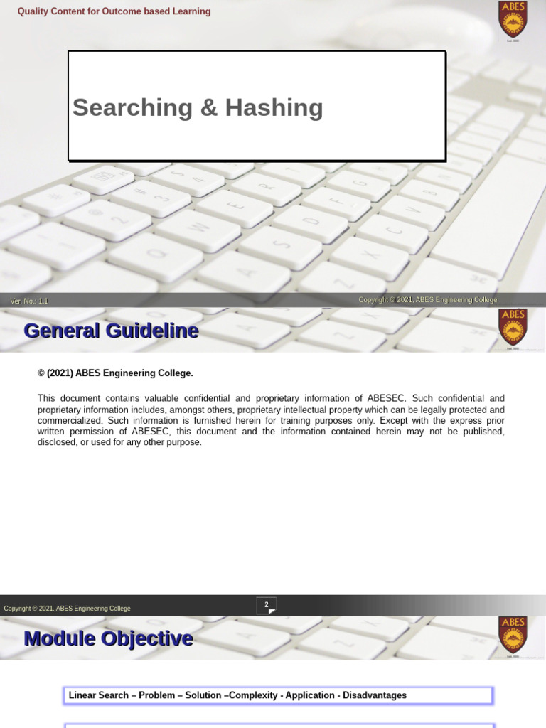 Searching Hashing | PDF | Time Complexity | Computer Science