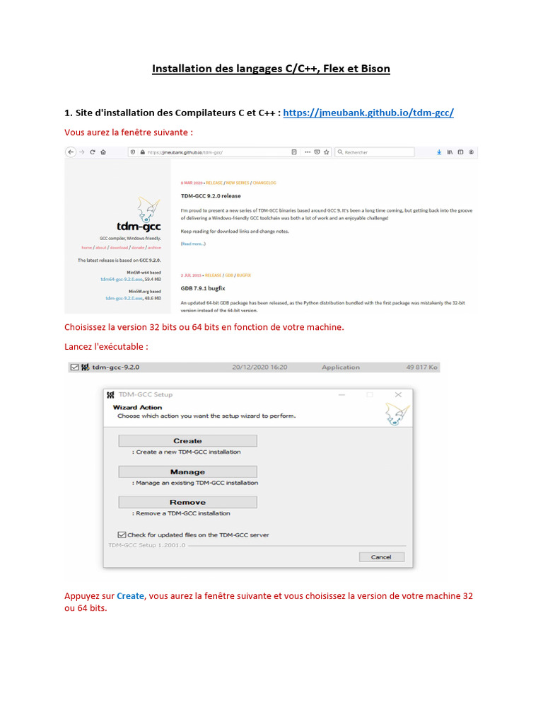 Installation de C/C++, Flex et Bison | PDF