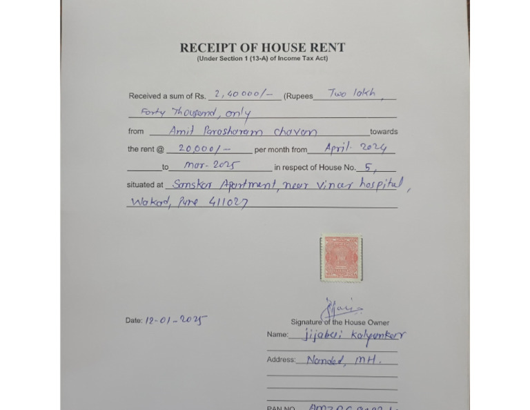 House Rent Receipt | PDF
