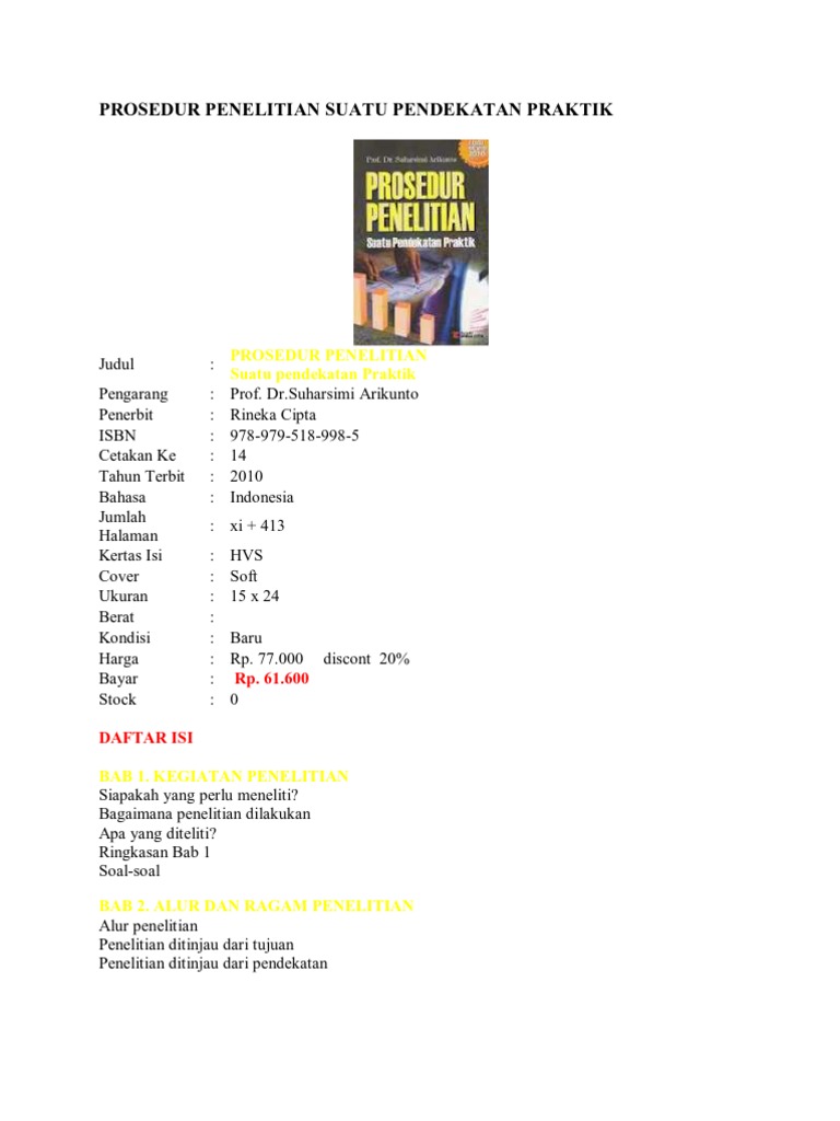 Buku Metodologi Penelitian Suharsimi Arikunto Pdf Download