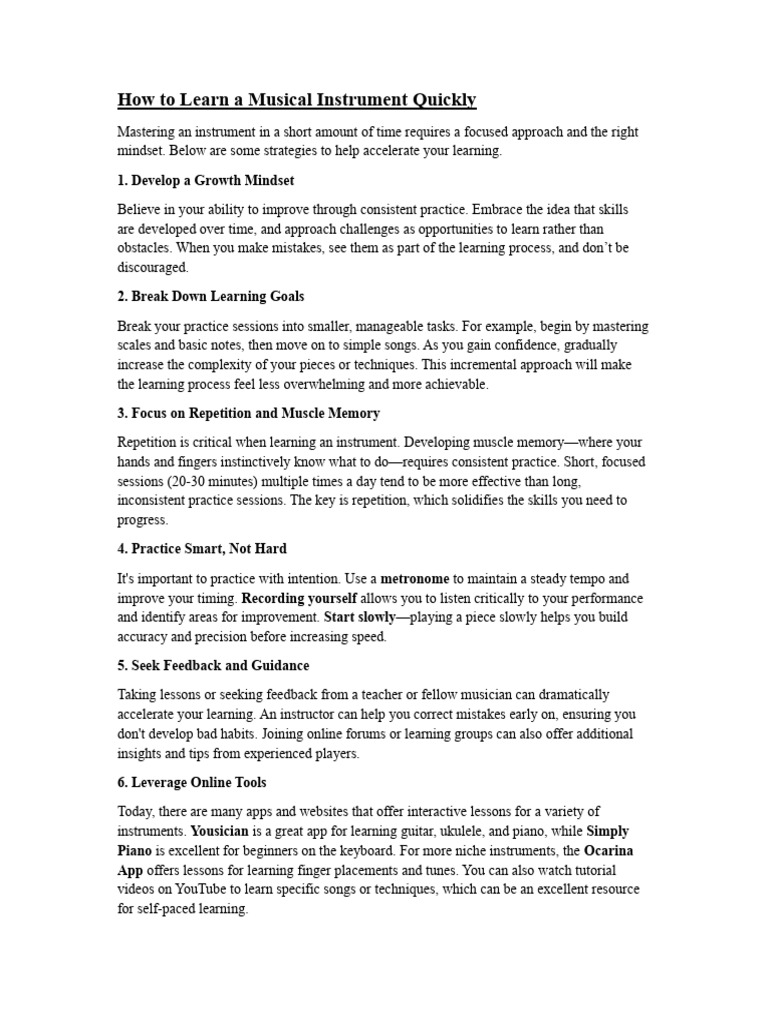 Cronical How To Learn Music 2 | PDF | Learning | Mindset