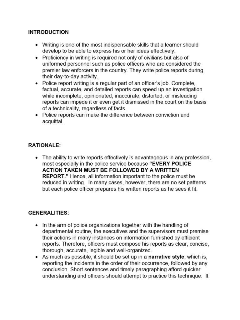 Essential Guide to Police Report Writing | PDF | Adverb | Verb