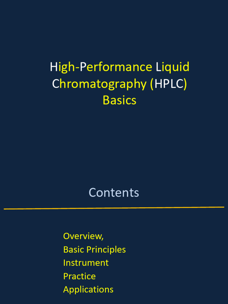 HPLC | PDF | High Performance Liquid Chromatography | Chromatography