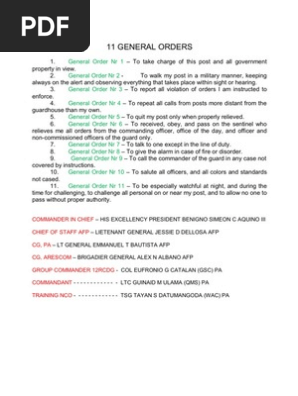 11 General Orders