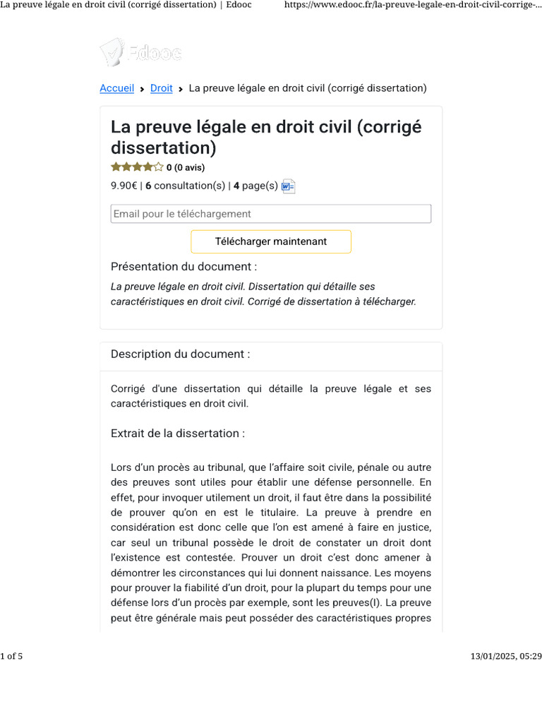La preuve légale en droit civil | PDF | Justice | Crime et violence