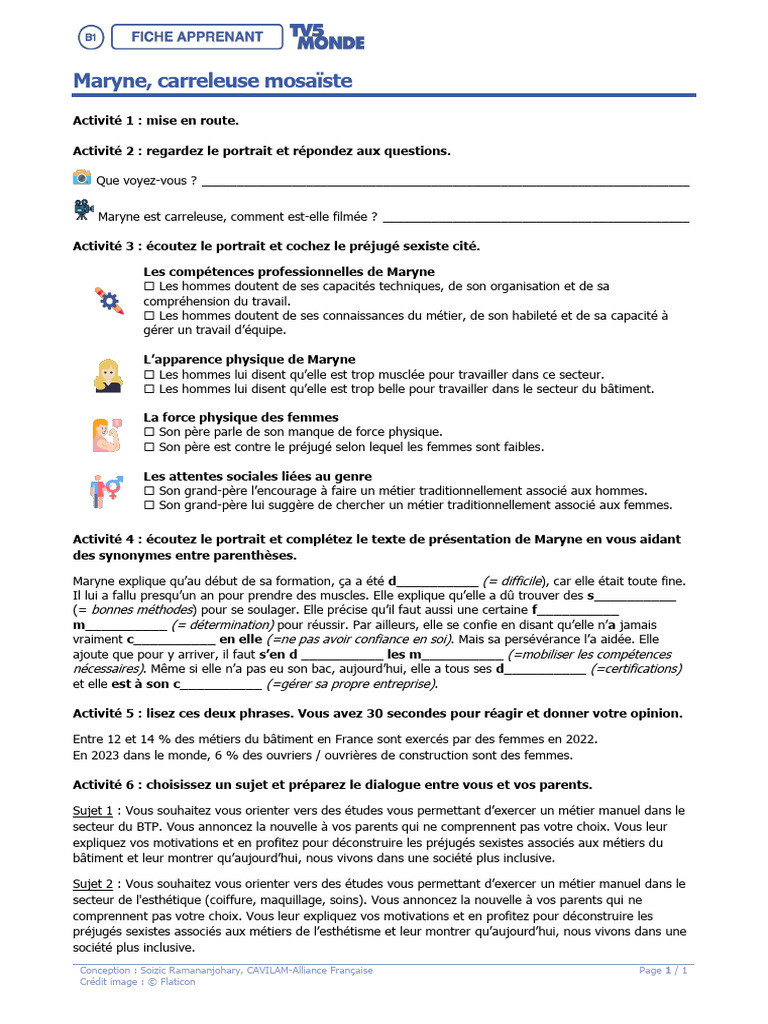 Portrait de Maryne, carreleuse engagée | PDF
